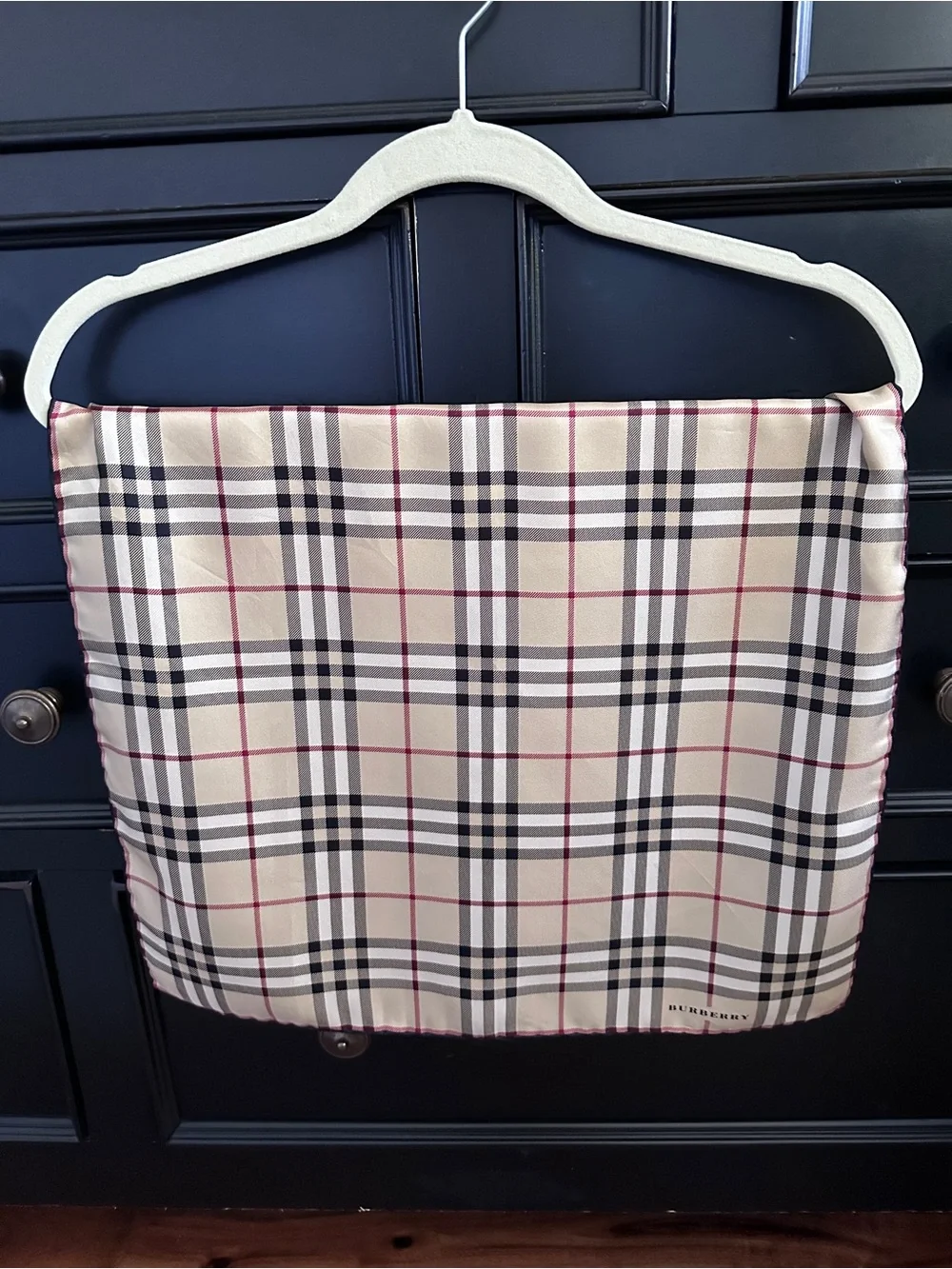 Burberry Beige Black Red Nova Check Silk Scarf